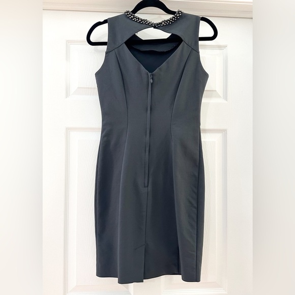 H&M Jewel Collared Sleeveless Bodycon Cocktail Mini Dress Gray sz 6 - Picture 6 of 7